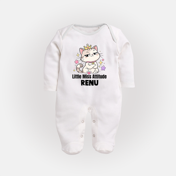 Little Miss Attitude Personalized Full Body Suit - WHITE - New Born (Chest 7.5")
