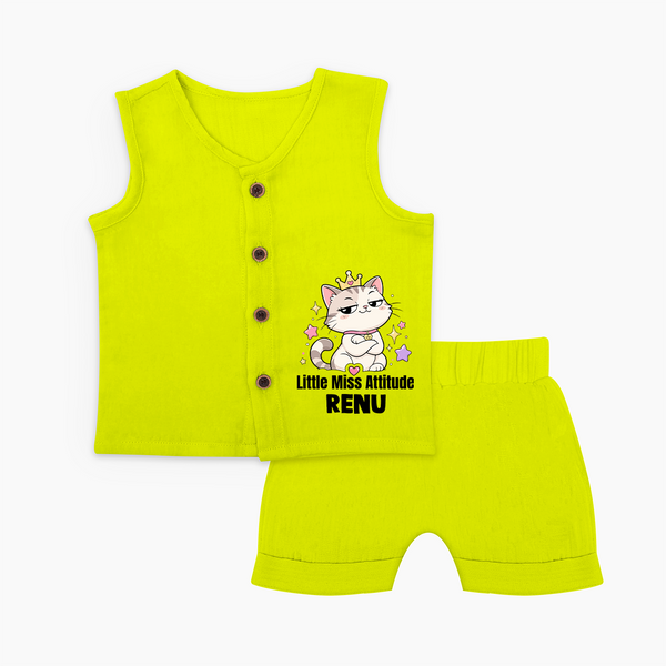 Little Miss Attitude Personalized Jabla Set - LIME GREEN - 0 - 3 Months Old (Chest 9.8")