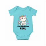 Little Miss Attitude Personalized Romper - ARCTIC BLUE - New Born (Chest 14")