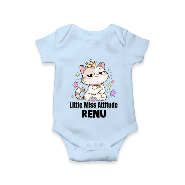 Little Miss Attitude Personalized Romper - BABY BLUE - New Born (Chest 14")