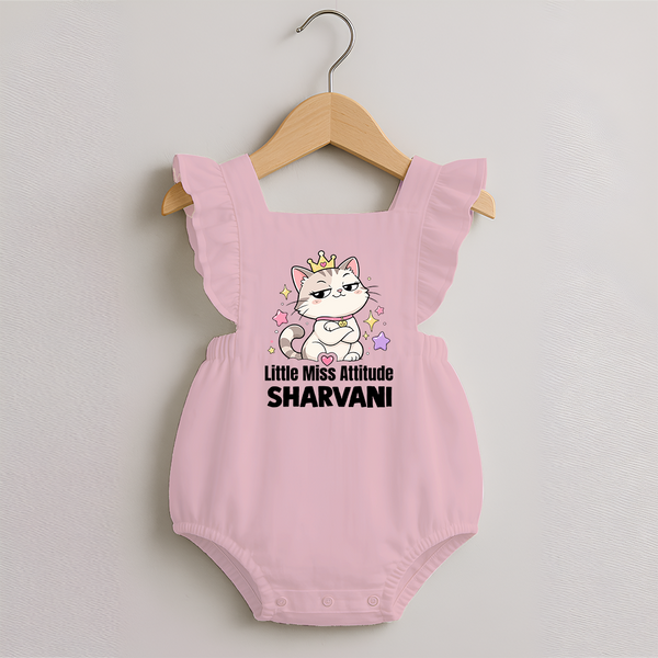 Little Miss Attitude Personalized Romper Frock - BABY PINK - 0 - 3 Months Old (Chest 19")