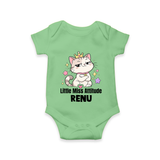 Little Miss Attitude Personalized Romper - GREEN - New Born (Chest 14")