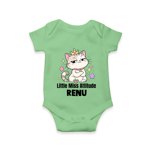 Little Miss Attitude Personalized Romper - GREEN - New Born (Chest 14")