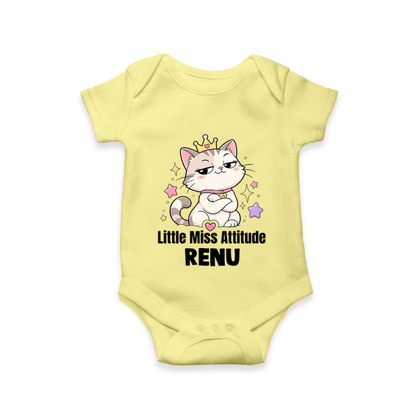 Little Miss Attitude Personalized Romper - PASTEL YELLOW - New Born (Chest 14")