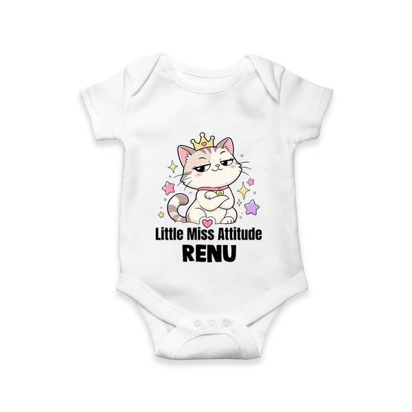 Little Miss Attitude Personalized Romper - WHITE - New Born (Chest 14")