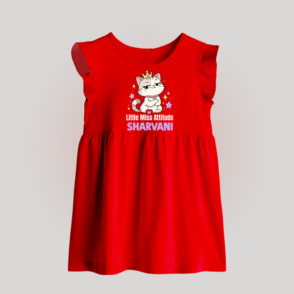 Little Miss Attitude Personalized Baby Frock - RED - 0 - 3 Months Old (Chest 17")