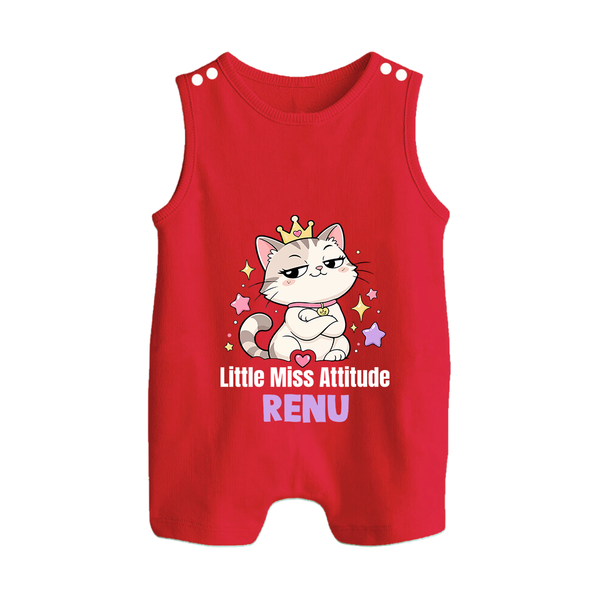 Little Miss Attitude Personalized Button Romper - RED - New Born (Chest 18")