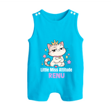 Little Miss Attitude Personalized Button Romper - SKY BLUE - New Born (Chest 18")