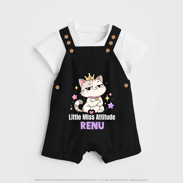 Little Miss Attitude Personalized Dungaree - BLACK - 0 - 5 Months Old (Chest 18")