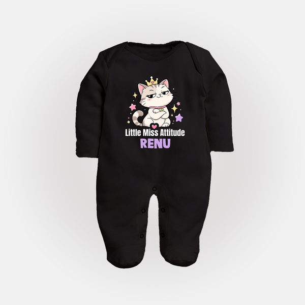 Little Miss Attitude Personalized Full Body Suit - BLACK - New Born (Chest 7.5")