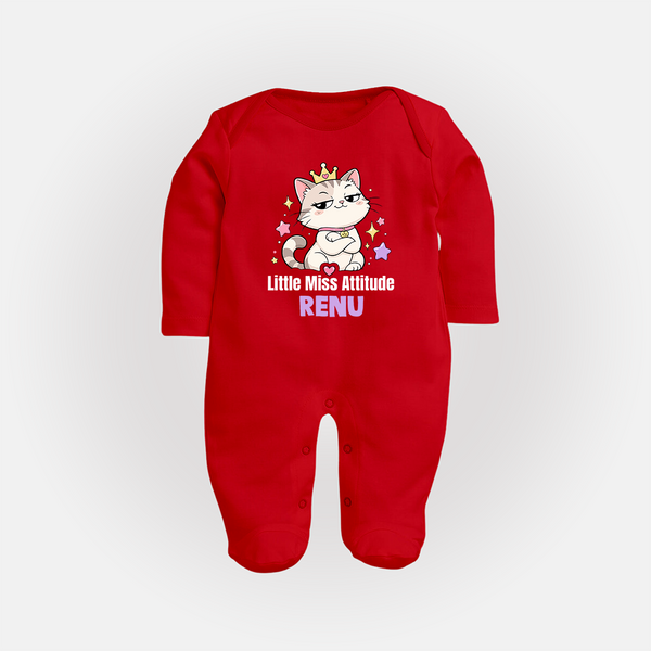 Little Miss Attitude Personalized Full Body Suit - RED - New Born (Chest 7.5")