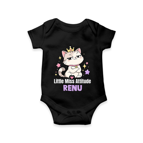 Little Miss Attitude Personalized Romper - BLACK - New Born (Chest 14")