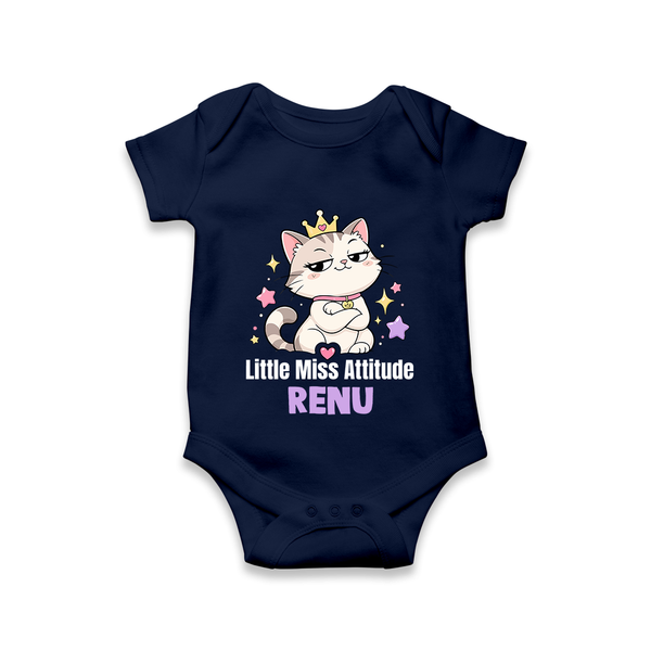 Little Miss Attitude Personalized Romper - NAVY BLUE - New Born (Chest 14")