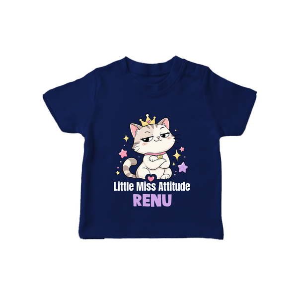 Little Miss Attitude Personalized TShirt - NAVY BLUE - 0-5 Months Old (Chest 17")