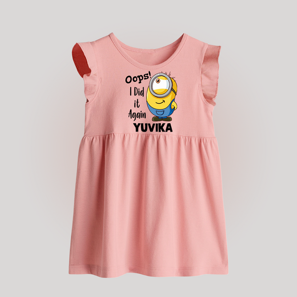 Oops! I Did It Again Personalized Baby Frock - BABY PINK - 0 - 3 Months Old (Chest 17")