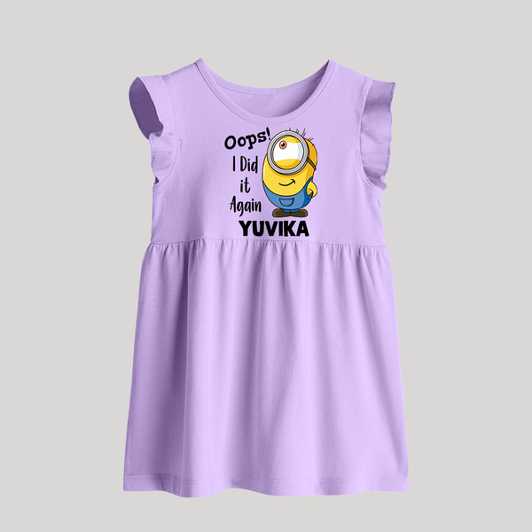 Oops! I Did It Again Personalized Baby Frock - LILAC - 0 - 3 Months Old (Chest 17")
