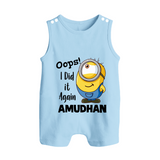 Oops! I Did It Again Personalized Button Romper - BABY BLUE - New Born (Chest 18")