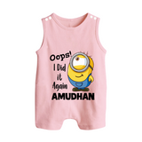 Oops! I Did It Again Personalized Button Romper - BABY PINK - New Born (Chest 18")