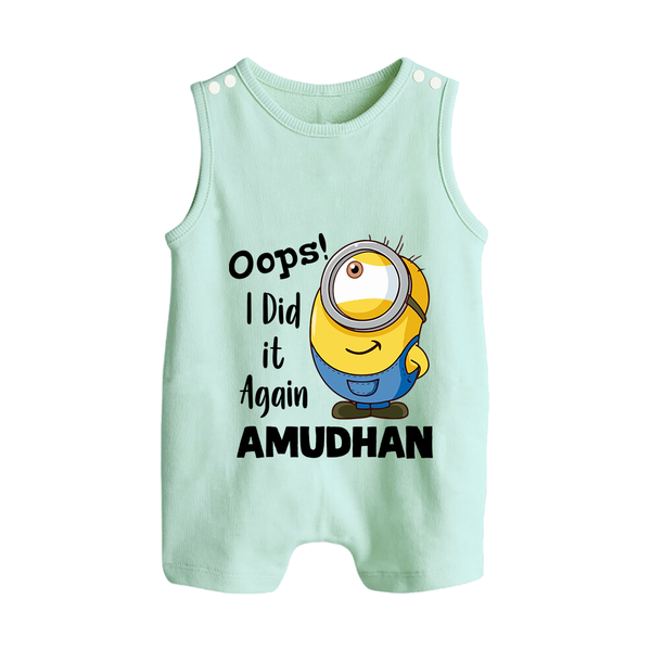 Oops! I Did It Again Personalized Button Romper - MINT GREEN - New Born (Chest 18")