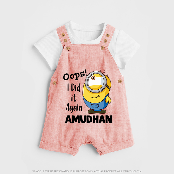 Oops! I Did It Again Personalized Dungaree - PEACH - 0 - 5 Months Old (Chest 18")