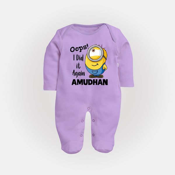Oops! I Did It Again Personalized Full Body Suit - LILAC - New Born (Chest 7.5")