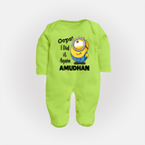 Oops! I Did It Again Personalized Full Body Suit - LIME GREEN - New Born (Chest 7.5")
