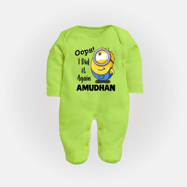 Oops! I Did It Again Personalized Full Body Suit - LIME GREEN - New Born (Chest 7.5")