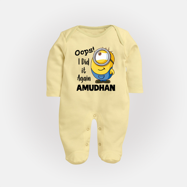Oops! I Did It Again Personalized Full Body Suit - PASTEL YELLOW - New Born (Chest 7.5")