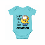 Oops! I Did It Again Personalized Romper - ARCTIC BLUE - New Born (Chest 14")