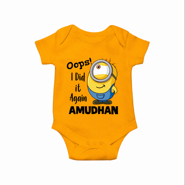 Oops! I Did It Again Personalized Romper - CHROME YELLOW - New Born (Chest 14")