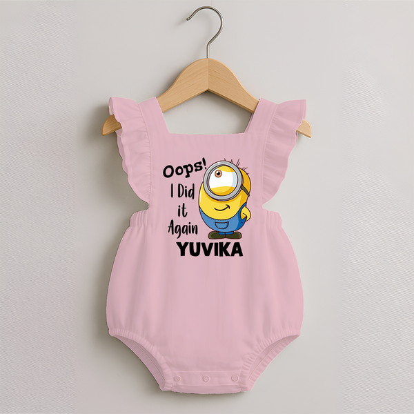 Oops! I Did It Again Personalized Romper Frock - BABY PINK - 0 - 3 Months Old (Chest 19")