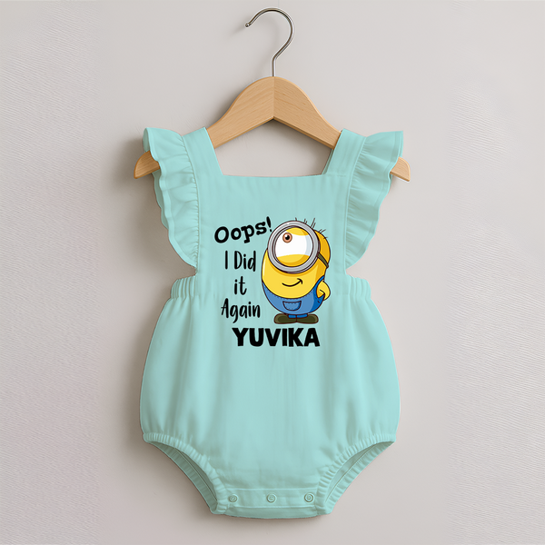 Oops! I Did It Again Personalized Romper Frock - MINT GREEN - 0 - 3 Months Old (Chest 19")