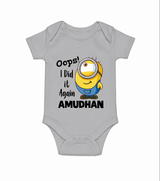 Oops! I Did It Again Personalized Romper - GREY - New Born (Chest 14")