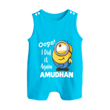 Oops! I Did It Again Personalized Button Romper - SKY BLUE - New Born (Chest 18")