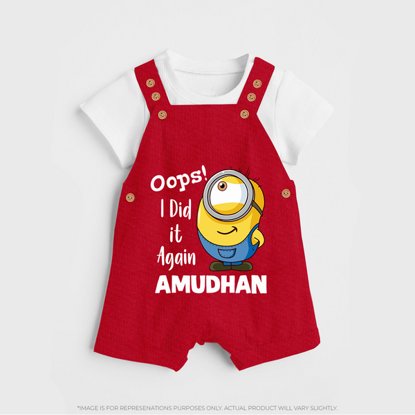 Oops! I Did It Again Personalized Dungaree - RED - 0 - 5 Months Old (Chest 18")
