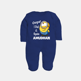 Oops! I Did It Again Personalized Full Body Suit - NAVY BLUE - New Born (Chest 7.5")