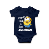 Oops! I Did It Again Personalized Romper - NAVY BLUE - New Born (Chest 14")
