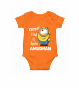 Oops! I Did It Again Personalized Romper - ORANGE - New Born (Chest 14")
