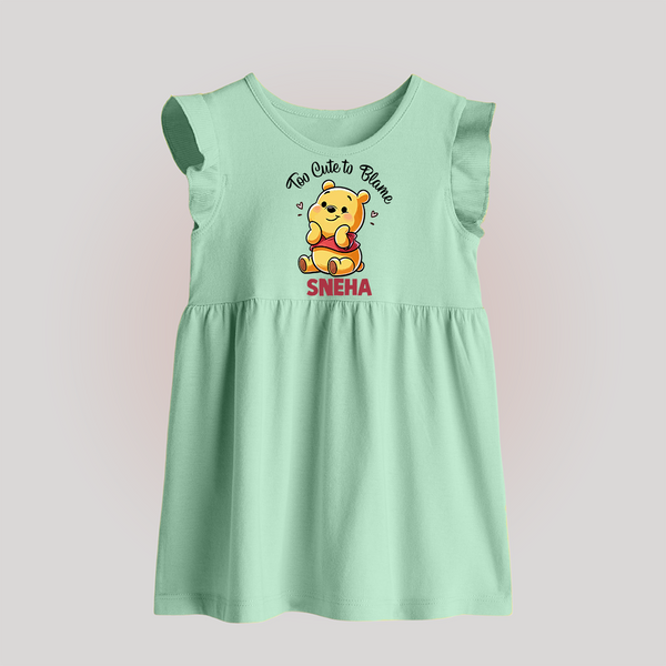 Too Cute To Blame Personalized Baby Frock - MINT GREEN - 0 - 3 Months Old (Chest 17")