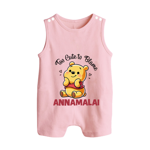 Too Cute To Blame Personalized Button Romper - BABY PINK - New Born (Chest 18")