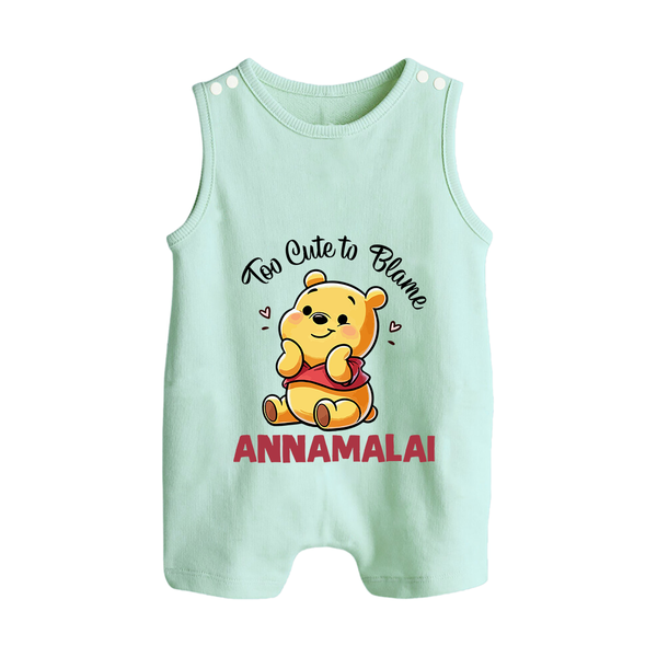 Too Cute To Blame Personalized Button Romper - MINT GREEN - New Born (Chest 18")