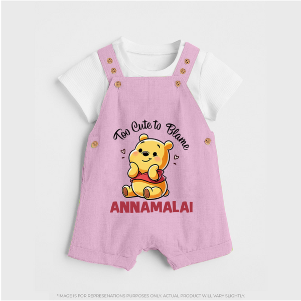Too Cute To Blame Personalized Dungaree - BABY PINK - 0 - 5 Months Old (Chest 18")