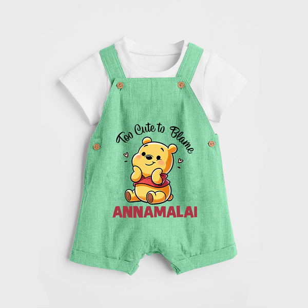 Too Cute To Blame Personalized Dungaree - GREEN - 0 - 5 Months Old (Chest 18")