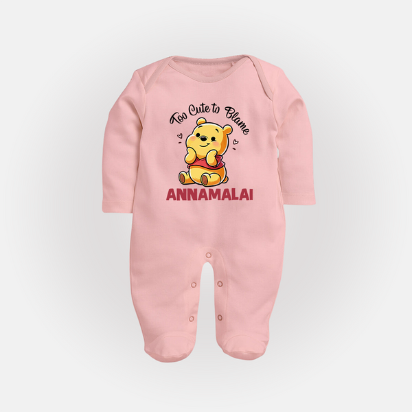 Too Cute To Blame Personalized Full Body Suit - BABY PINK - New Born (Chest 7.5")