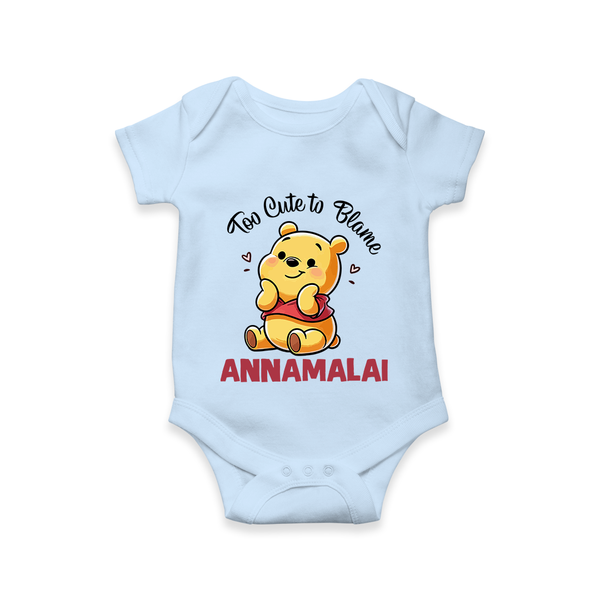 Too Cute To Blame Personalized Romper - BABY BLUE - New Born (Chest 14")