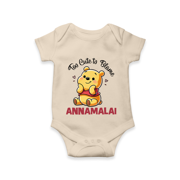 Too Cute To Blame Personalized Romper - IVORY - New Born (Chest 14")