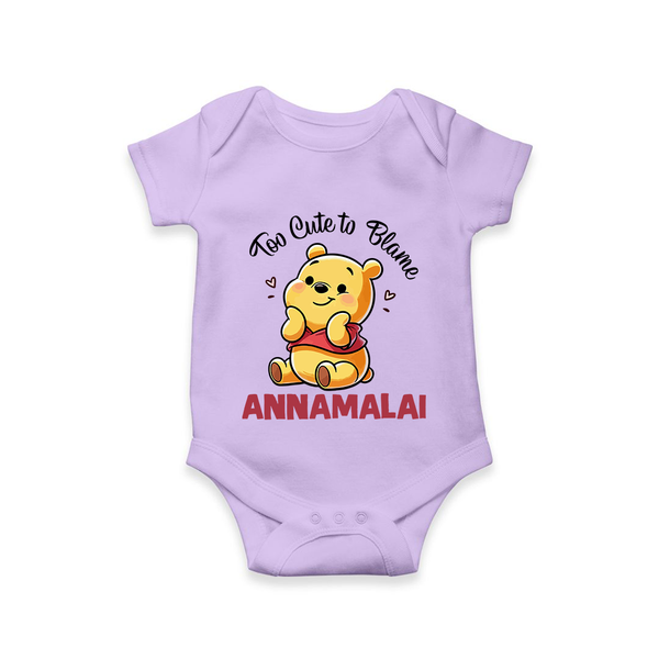 Too Cute To Blame Personalized Romper - LILAC - New Born (Chest 14")