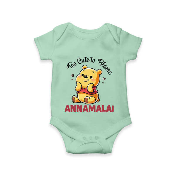 Too Cute To Blame Personalized Romper - MINT GREEN - New Born (Chest 14")