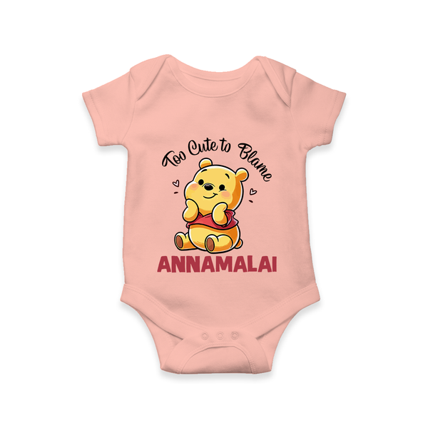 Too Cute To Blame Personalized Romper - PEACH - New Born (Chest 14")