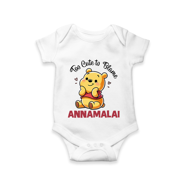 Too Cute To Blame Personalized Romper - WHITE - New Born (Chest 14")